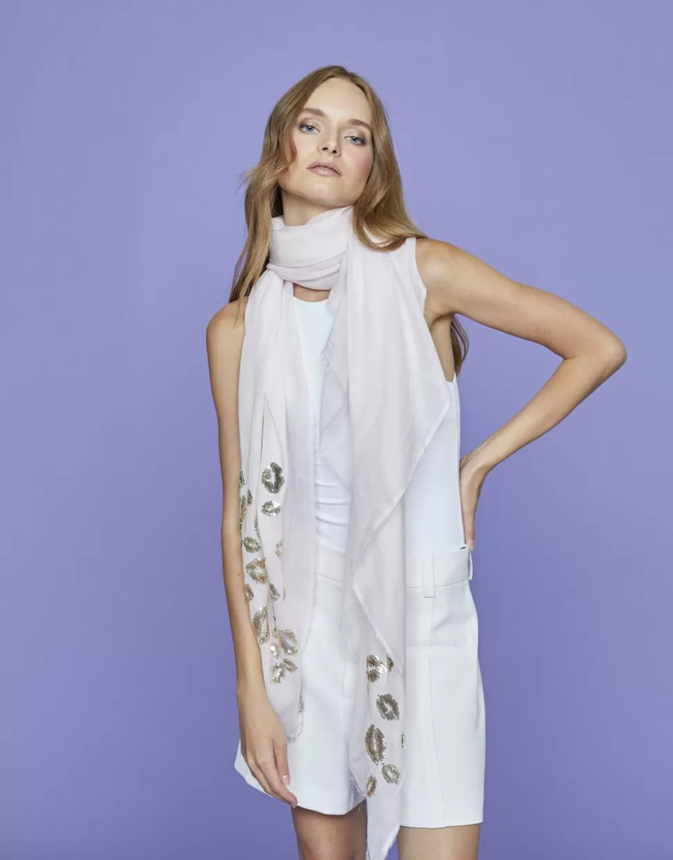 Faliero Sarti Sciarpe Donna>Stola Con Dettagli In Pailettes - Kiss